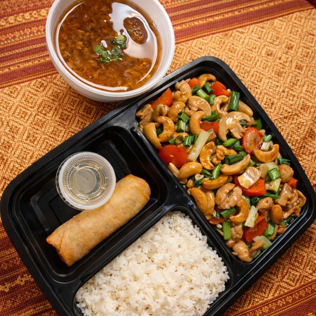 F : CASHEW STIR-FRY (CHICKEN or TOFU or VEGGIES).